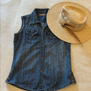 Denim wrangler western tank size Small